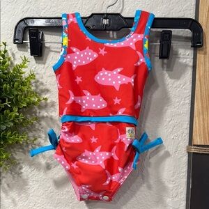 NWT Wildflowers clothing fins up fish logo one piece swimsuit size 12 months